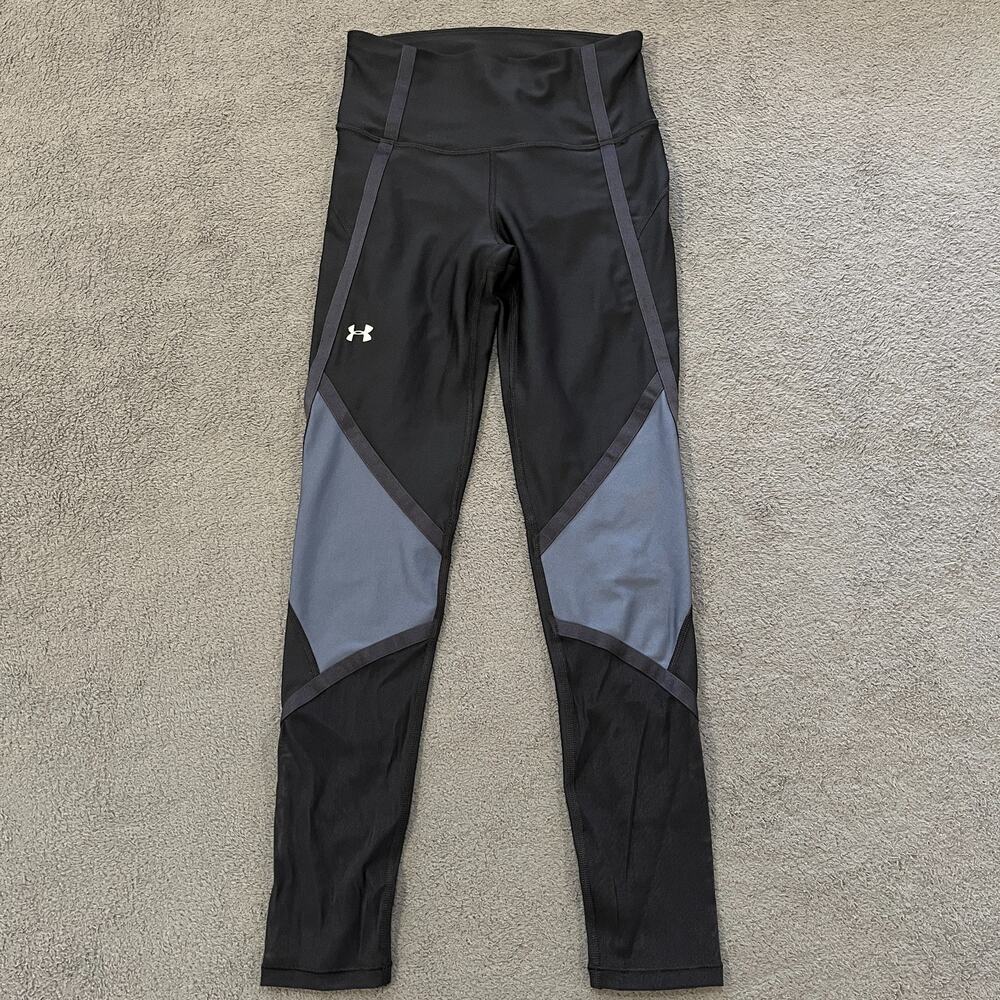 Under Armour HeatGear Colorblock Black Compression Mesh Leggings Women's Size XS